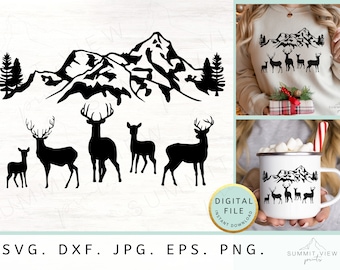 File di taglio SVG e PNG di Mountain Deer per Cricut (download digitale)