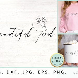 Mooie ziel SVG PNG moderne Svg-ontwerp SVG-bestanden voor de Cricut digitale download vlinder Svg Cricut Svg bloemen Svg lettertypen Script Svg lijntekeningen