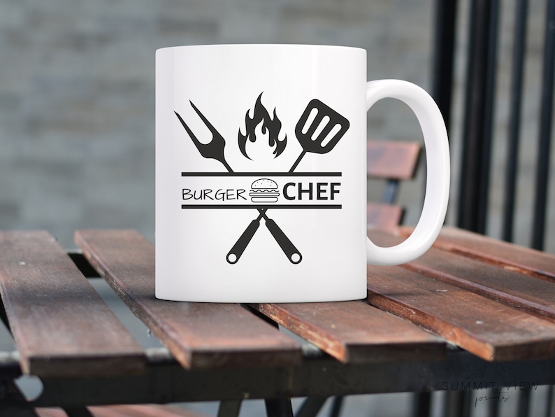Burger Chef SVG, Grilldesign med gaffel och spatel (digital nedladdning) bild 3