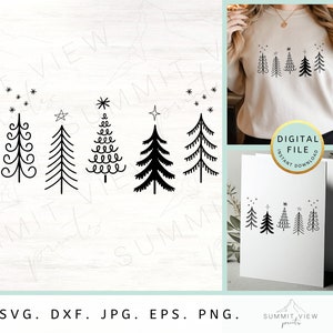 Árvores de Natal minimalistas SVG PNG Modern Svg Design Arquivos SVG para Cricut Winter Svg Cricut Svg Winter Theme Christmas Gift Tag R7