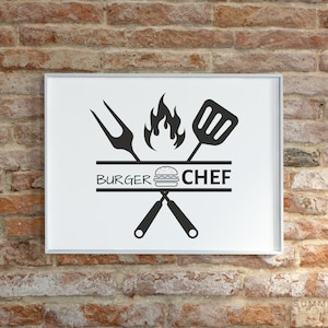 Burger Chef SVG, Grilldesign med gaffel och spatel (digital nedladdning) bild 5