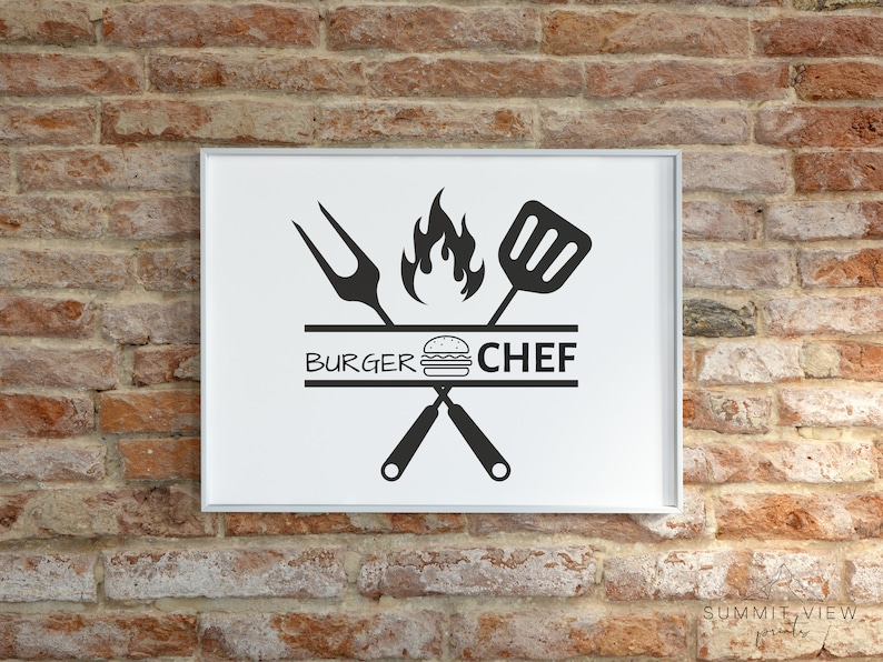 Burger Chef SVG, Grilldesign med gaffel och spatel (digital nedladdning) bild 5