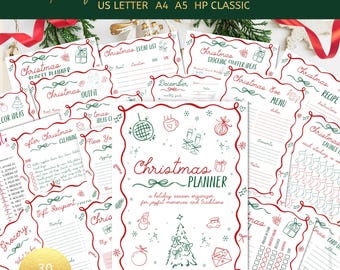 Planner natalizio disegnato a mano stampabile: Organizzatore delle feste (PDF) CP2