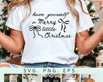 Trascorri un felice Natale in formato SVG: fiocco di Natale scarabocchiato, clipart PNG, civetta disegnata a mano EPS (download digitale) R9