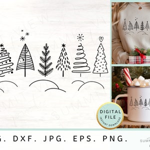 Christmas Trees SVG PNG Modern Svg Design SVG Files for Cricut Winter Svg Cricut Svg Winter Theme Svg Christmas Tag Svg Gift Tag Svg Png R7