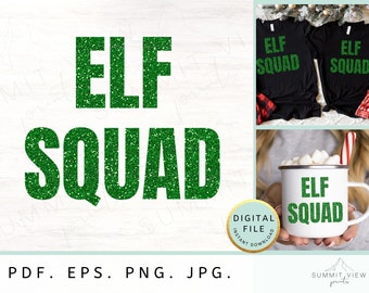 Elf Squad Christmas PNG Design, Winter Theme (Digital Download)