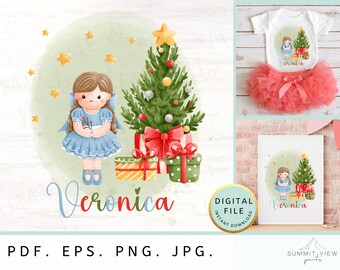 Albero di Natale con nome personalizzato in formato PNG, design a sublimazione (download digitale)