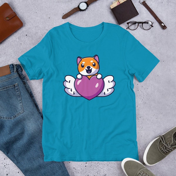 Shiba Inu Heart T-Shirt - Cute Smiling Dog - Men/Women Comfortable Shirt