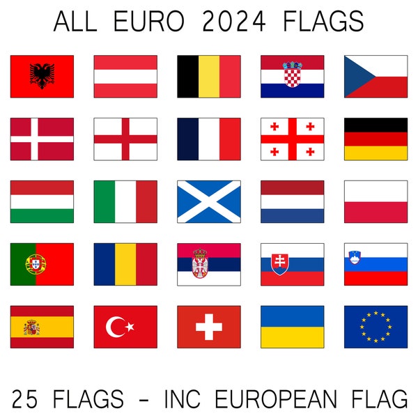 Tous les drapeaux de l'Euro 2024, Inc. PNG SVG Drapeau européen PNG Pour les artisans et les petites entreprises. Téléchargement numérique