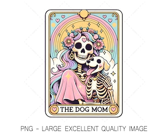 Dog Mom Tarot Card Skeleton PNG, Trendy Design (Digital Only)