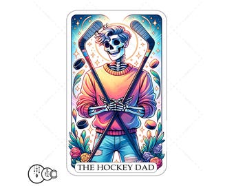 The Hockey Dad Tarot Card PNG Trendy Skeleton PNG For Shirt Design, Wall Art, Sublimation, DTF Printing, etc. Digital Only