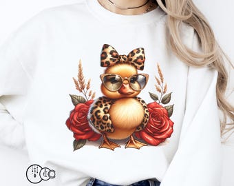 Cute Baby Duckie PNG, Funny Mom Leopard Print Sublimation Design For Shirt, Funny Boujee Duck Digital Only