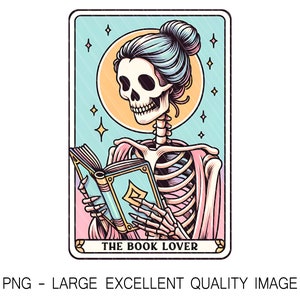 The Book Lover Tarot-Karte PNG Booktrovert Bookish Reader PNG Für Shirt-Design, Wandkunst, Sublimation, DTF-Druck usw. Nur digital