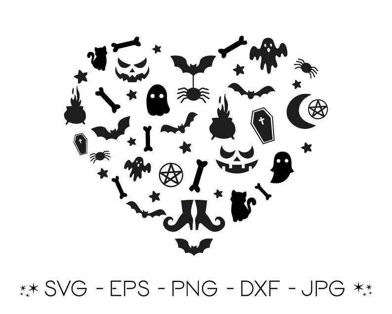 Halloween Heart SVG DXF PNG. Cute & Pretty Spooky Season Cut Etsy