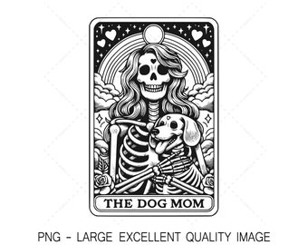 Carta del Tarot "Mamá Perra" con diseño de esqueleto (PNG), diseño moderno (solo digital)