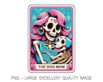 Dog Mom Tarot Card Skeleton PNG, Trendy Art (Digital Only)