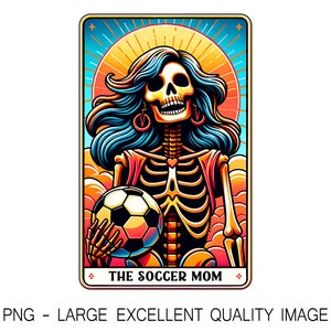 La carte de tarot de maman du football PNG en partie squelette en partie femme PNG pour la conception de chemise, art mural, sublimation, impression DTF, etc. Numérique uniquement