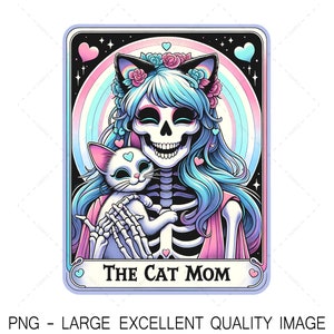 The Crazy Cat Lady Tarot Card PNG tendance squelette PNG pour la conception de chemise, art mural, sublimation, impression DTF, etc. Numérique uniquement