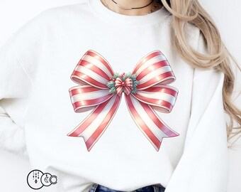 Christmas Coquette bow Png,Christmas Sublimation Designs Christmas png Christmas Bow Cute Ribbon png Christmas design Candy Cane bow