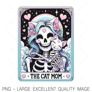 The Crazy Cat Lady Tarot Card PNG tendance squelette PNG pour la conception de chemise, art mural, sublimation, impression DTF, etc. Numérique uniquement