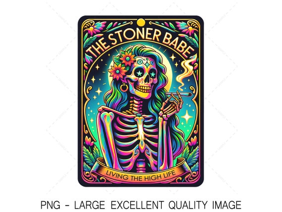The Stoner Babe Tarot Card PNG Living The High Life PNG For Shirt Design, Wall Art, Sublimation, DTF Printing, etc. Digital Only