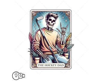 The Hockey Dad Tarot Card PNG Trendy Skeleton PNG For Shirt Design, Wall Art, Sublimation, DTF Printing, etc. Digital Only