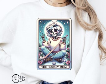 La carte de tarot de maman de hockey PNG squelette à la mode PNG pour la conception de chemise, hockey sur glace, hockey sur gazon, sublimation, impression DTF, etc. numérique uniquement