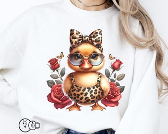 Sassy Leopard Print Duckie PNG, Funny Mom Sublimation design, Funny Boujee Digital Design for Shirt