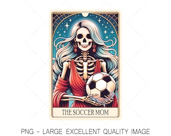 Soccer Mom Skeleton Tarot Card PNG, Sublimation Design (Digital Only)