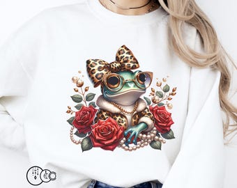 Boujee Frog PNG, Cute Funny Mom Sublimation design, Funny Froggie Digital Design for Shirt