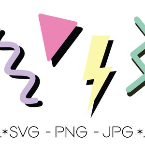 Formes clipart années 80/90 couches SVG Bundle vintage Vibe Pastel Images Clipart pour sublimation, machines de découpe, etc. Téléchargement numérique.