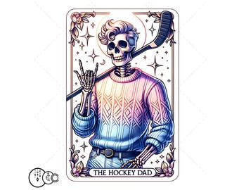 The Hockey Dad Tarot Card PNG Trendy Skeleton PNG For Shirt Design, Ice Hockey, Field Hockey, Sublimation, DTF Printing, etc. Digital Only