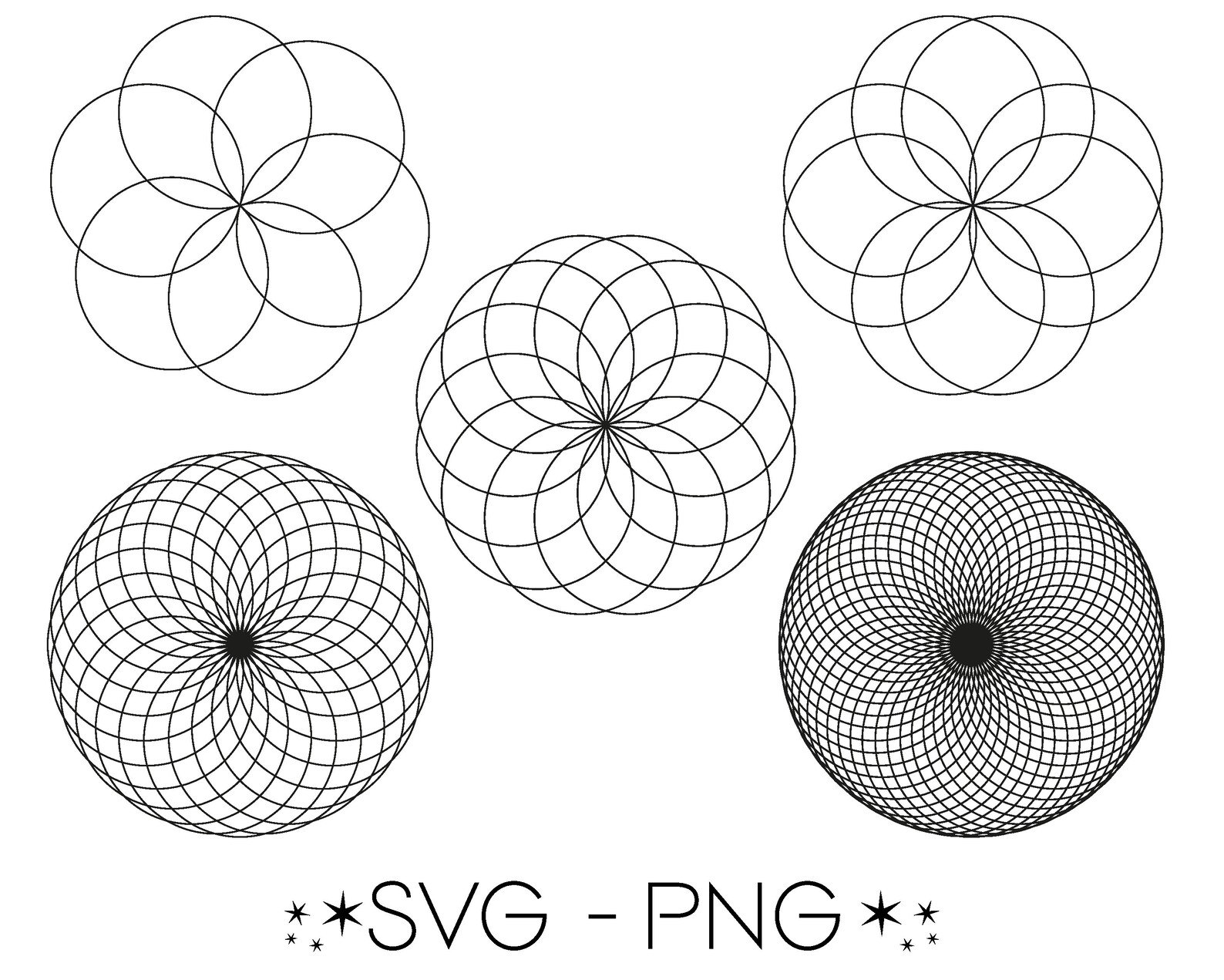 Y2k Circular Patterns SVG, PNG. Trippy Infinite Patterns for