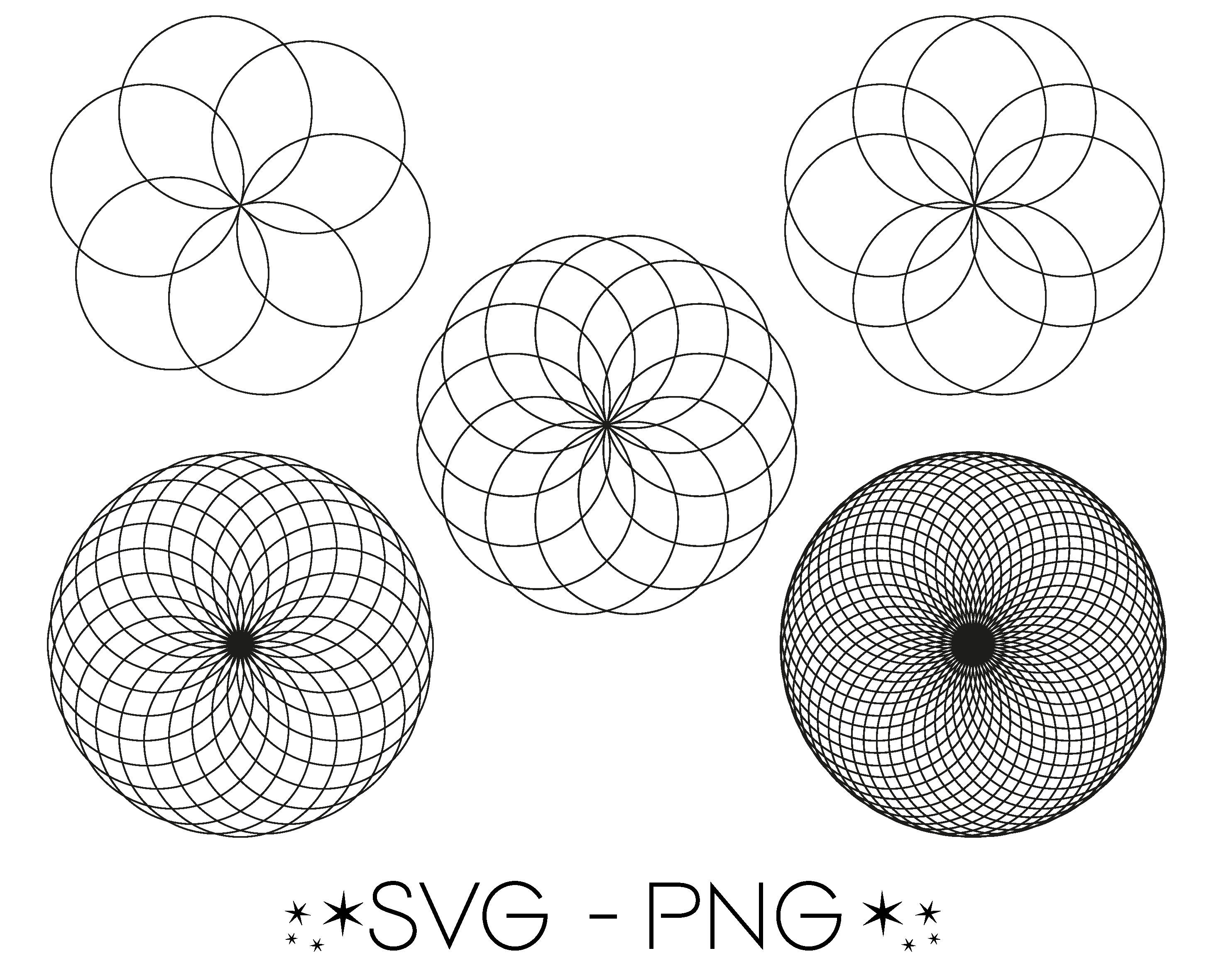 Y2k Circular Patterns SVG, PNG. Trippy Infinite Patterns for