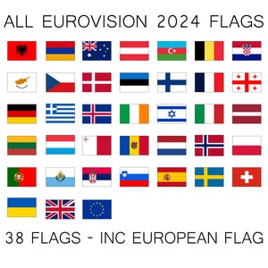 All Eurovision Flags, Inc European Flag PNG SVG For Crafters and Small Business. Digital Download