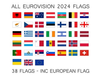 All Eurovision Flags, Inc European Flag PNG SVG For Crafters and Small Business. Digital Download