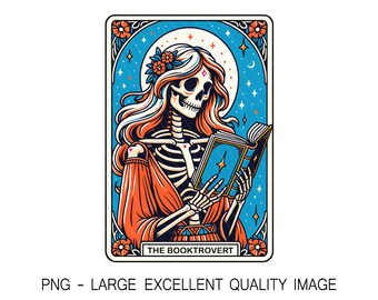 Carta del Tarot Booktrovert PNG, Diseño para amantes de los libros (Solo digital)