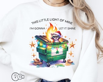 Funny Dumpster Fire Clipart, This Little Light of Mine PNG, Emotional Dumpster Fire, Funny Raccoon Png Sublimation Design, Trash Panda PNG
