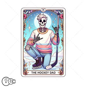 La carta dei tarocchi del papà dell'hockey PNG Scheletro alla moda PNG per il design di magliette, hockey su ghiaccio, hockey su prato, sublimazione, stampa DTF, ecc. Solo digitale