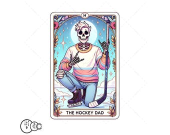 The Hockey Dad Tarot Card PNG Trendy Skeleton PNG For Shirt Design, Ice Hockey, Field Hockey, Sublimation, DTF Printing, etc. Digital Only