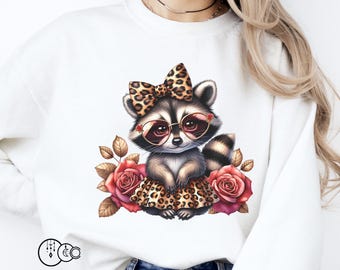 Cute Baby Raccoon PNG, Sassy Leopard Print Sublimation design, Funny Boujee Digital Design for Shirt