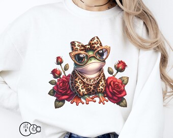 Funny Frog PNG, Leopard Mom Sublimation design, Funny Boujee Gold Roses Digital Design for Shirt