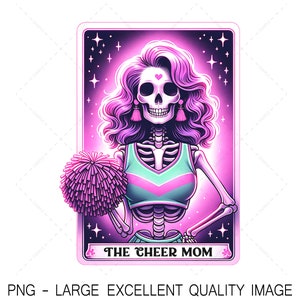The Cheer Mom tarotkaart png trendy skelet-png voor shirtontwerp, kunst aan de muur, sublimatie, DTF-afdrukken, enz. Alleen digitaal