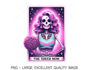 Cheer Mom Skeleton Tarot Card PNG, Sublimation Design (Digital Only)