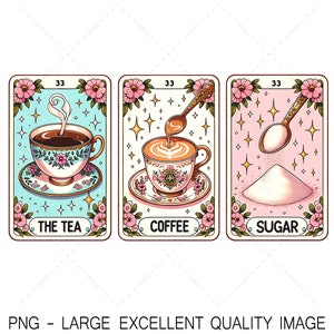 Tea, Coffee, Sugar Jar Labels PNG, Tarot Card Kitchen Decor For Personal And Commercial Use. Digital Only