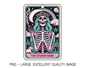 Stoner Babe tarotkaart, png, skelet, marihuana-ontwerp (alleen digitaal)