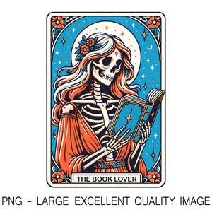 The Book Lover Tarot-Karte PNG Bookrovert Bookish Reader PNG Für Shirt Design, Wandkunst, Sublimation, DTF-Druck usw. Nur digital