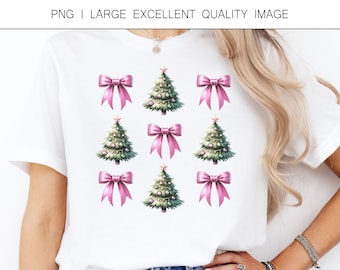 Christmas Tree & Bows Shirt Design, Girly Coquette Style (Digital Only)