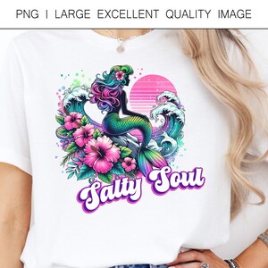 Salty Soul Sassy Mermaid PNG Funny Sassy Quotes PNG For Shirt Design, Sublimation, DTF Printing, etc.  Digital Only