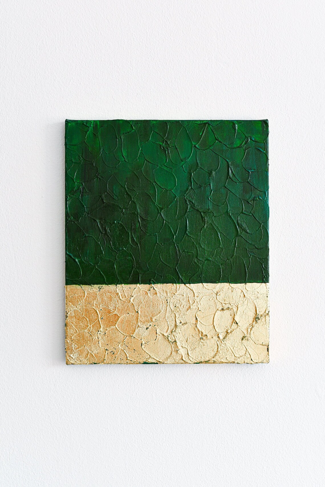 Dark Green and Gold Oil Painting on Canvas 25 X 30 Cm Etsy